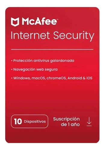 Antivirus Mcafee Internet Security 2024 - 10 Dispo - 1 Año