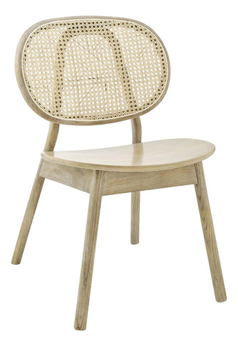 Modway Malina Wood Cane Rattan En Gris, Silla Auxiliar De C.