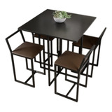 Conjunto Mesa Preta 4 Cadeiras Pequena Imbuia Industrial Pt