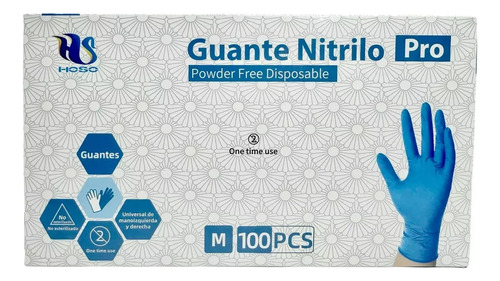 Guantes De Barbero Aseo Cocina Nitrilo Desechables 100 Pcs Talla Azul / S