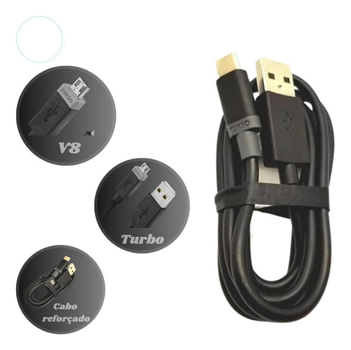 Cabo Dados Micro Usb Turbo V8 Carregamento E Dados