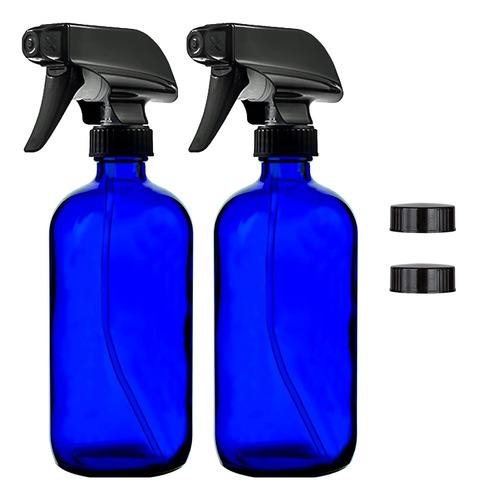 Paquete De 2 Botellas De Vidrio Azul De 16 Oz Atomizado...