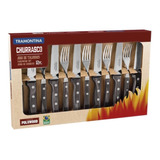 Jogo De Churrasco 12pçs Jumbo Polywood Castanho Tramontina