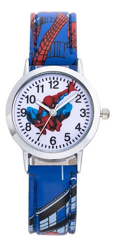 Relógio Homem Aranha Iantil - Cor Da Correia Azul Cor Do Bisel Prateado Cor Do Fundo Branco