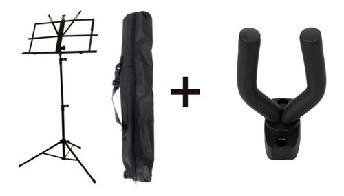 Kit Estante Partitura Mxt + Suporte De Parede Violão/guitarr