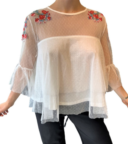 Blusa Boho Bordada Importada Tull