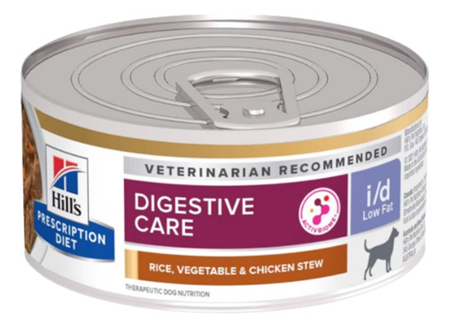 Alimento Hill's Prescription Diet Digestive Care I/d Low Fat Para Perro Adulto Todos Los Tamaños Sabor Estofado De Arroz, Vegetales Y Pollo En Lata De 156g