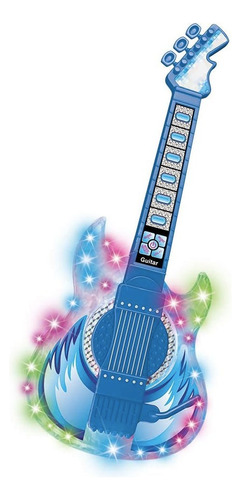Set Guitarra Y Microfono Niños Estrellas Musica Luz Y Pilas