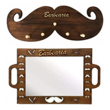 Kit 2 Espelho Barbeiro + 1 Cabide Bigode Personalizado Barbe