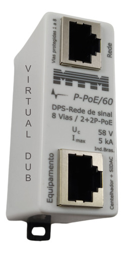 Protetor De Surto Raio Dps Mtm P-poe60 Ethernet Poe Rj45