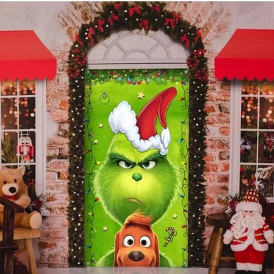 Decoración De Cubierta De Puerta De Navidad Telón De Lona