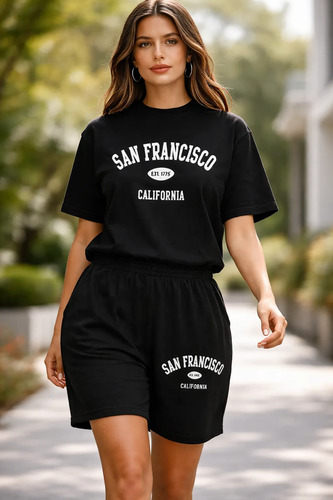 Playeras Camiseta Y Shorts De Dos Piezas, Ropa De Mujer