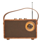 Rádio Fm Retrô Decorativo Madeira Portátil Antena Bluetooth