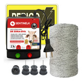 Kit Cerca Rural Eletrificador Fio 250m Isolador Roldana Plac