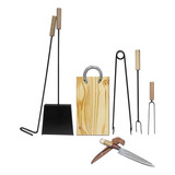 Kit Parrillero Herramientas Para Brasas + Tabla Y Cuchillo