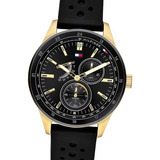 Reloj Tommy Hilfiger Acero Y Silicona 1791636 Color De La Malla Negro Color Del Fondo Negro