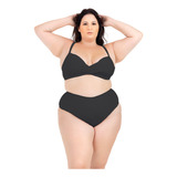 Biquini Plus Size Cintura Alta Com Bojo E Textura 3d