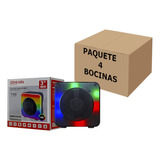 Bocina Portatil Cuadrada 3in Fm Usb Rgb Multicolor Tws 4pzs 