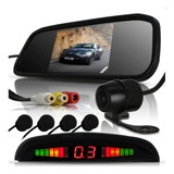 Kit Retrovisor Lcd Com Camera + Sensor De Estacionamento Re