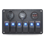 Panel Control 6 Switch Con Usb, 12v Y Voltimetro Digital