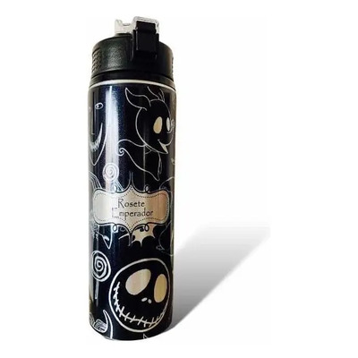 Botella Para Agua Extraño Mundo Jack Personalizado Color Negro