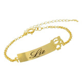 Pulseira Feminina Infantil Boneca Folheada A Ouro 18k