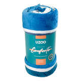 Manta Microfibra Flannel Conforto Casal Listrado 180x200cm Cor Azul