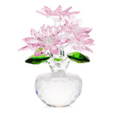 Ywhl Figura Decorativa De Flor De Cristal Rosa Con Soporte,