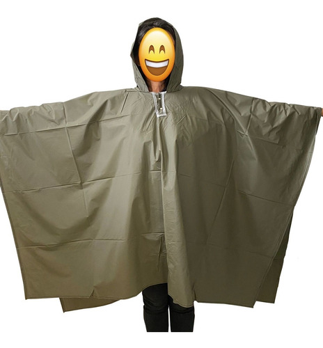 Impermeable Poncho O Capa Con Manga Verde Militar