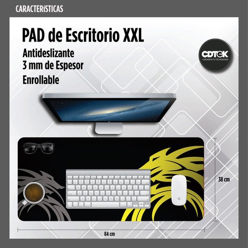 Pad Grande Xl 84x38cm Gamer Oficina Mouse Y Teclado