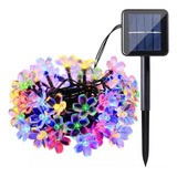 Lámpara De Navidad Solar String, 200 Led, Diseño De Flores D