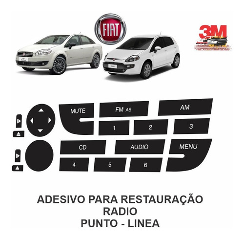 Adesivo Punto Linea Som Mp3 Radio Fiat