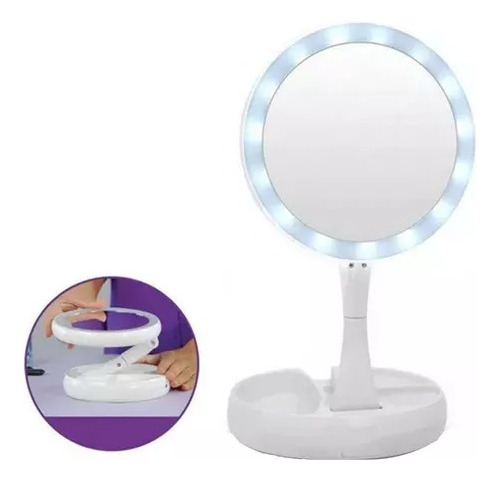 Espejo De Maquillaje Led Tocador Luz Doble Cara Aumento