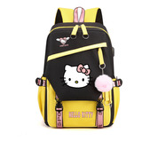 Bonita Mochila Escolar De Hello Kitty Para Grados 1-6 Color Amarillo