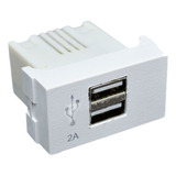 Modulo Toma Usb Doble 2amp Carga Celular Apto Jeluz X10 Color Blanco