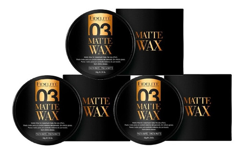 Cera Mate Fidelite 03 Matte Wax Pomada 50gr Kit Combo X3 