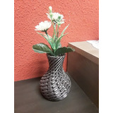 Vaso Decorativo Impressão 3d Com Flor Marrom Silk