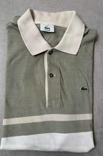 Chomba Lacoste Rayada Verde Talle 5 Piqué