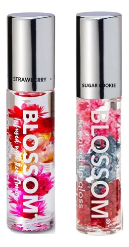 Blossom Lip Gloss Pack 1 Fresa+1 Sugar Cookie Flores Reales