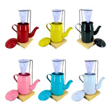 Kit Café Gourmet Mini Bule Alumínio 400ml Suporte C Coador