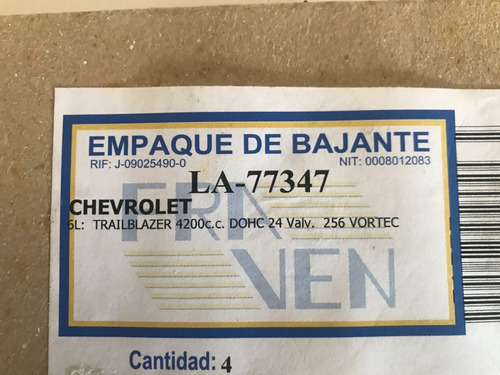 Empacadur De Bajante Escape Chev Trailblazer 4200cc 24v Vort Foto 3