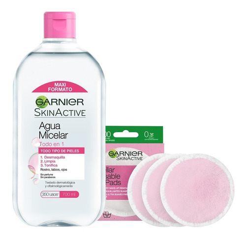 Agua Micelar Todo En 1 Garnier Skin Active 700ml + Eco Pads