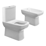 Combo Inodoro Largo Deposito Bidet 1a Roca Dama Senso