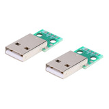 Conector Ficha Usb 2.0 Macho Dip 2.54mm En Pcb - Pack X2