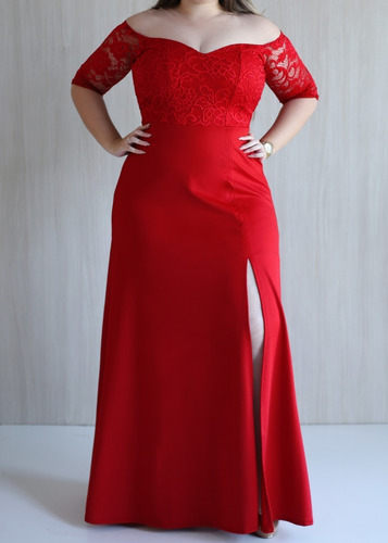 Vestido Plus Size Longo Com Fenda Para Casamento E Formatura