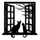 Cuadro Gato En La Ventana 40cm - Madera Varios Diseños