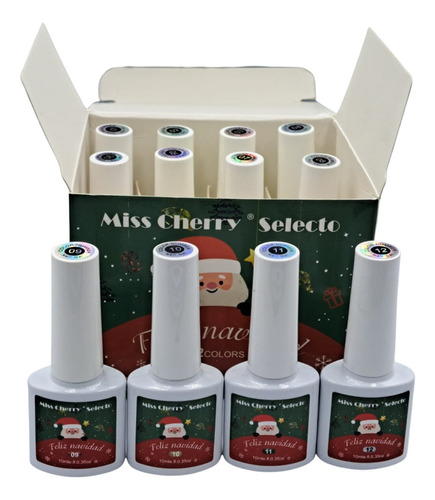 Gel Semipermanente Miss Cherry Gama Navidad 12 Pz Navideña