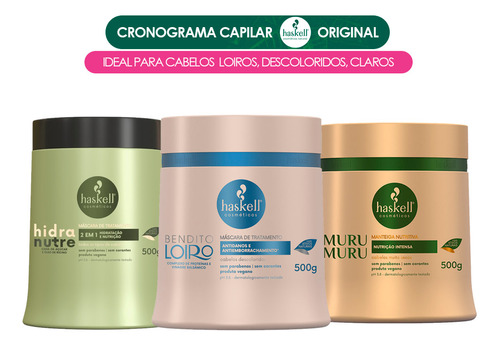 Cronograma Capilar Haskell Cabelos Loiros E Platinados 500g