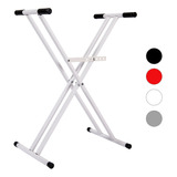 Soporte Tijera Doble Mesa Reforzada Teclado Piano - Blanco