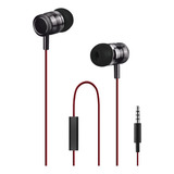 Auriculares Wesdar R3 In Ear Cable 3.5mm Microfono Premium Color Negro Y Rojo